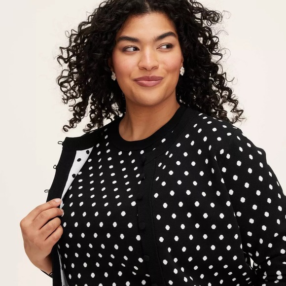 KATE SPADE NEW YORK x TARGET Sz 3X Mini Polka Dot Button Up Cardigan Black/White - Picture 3 of 6